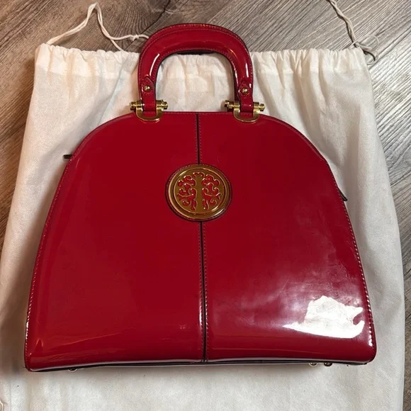 EUC Red Patent leather gold accent Ivanka Trump hand bag - Picture 7 of 12